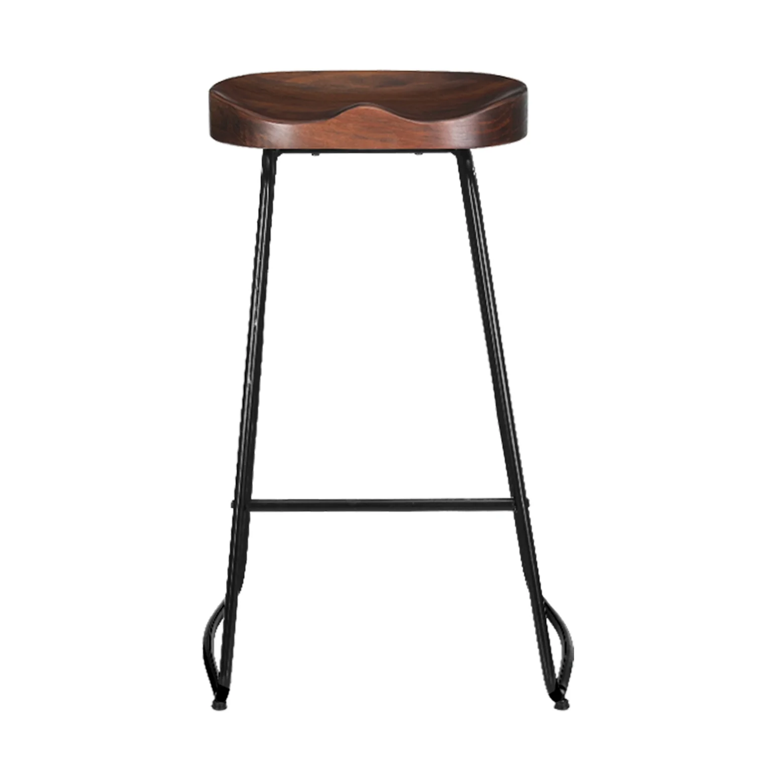 Set of 2 Backless Elm Wood Bar Stools 75cm - Black - Image 3