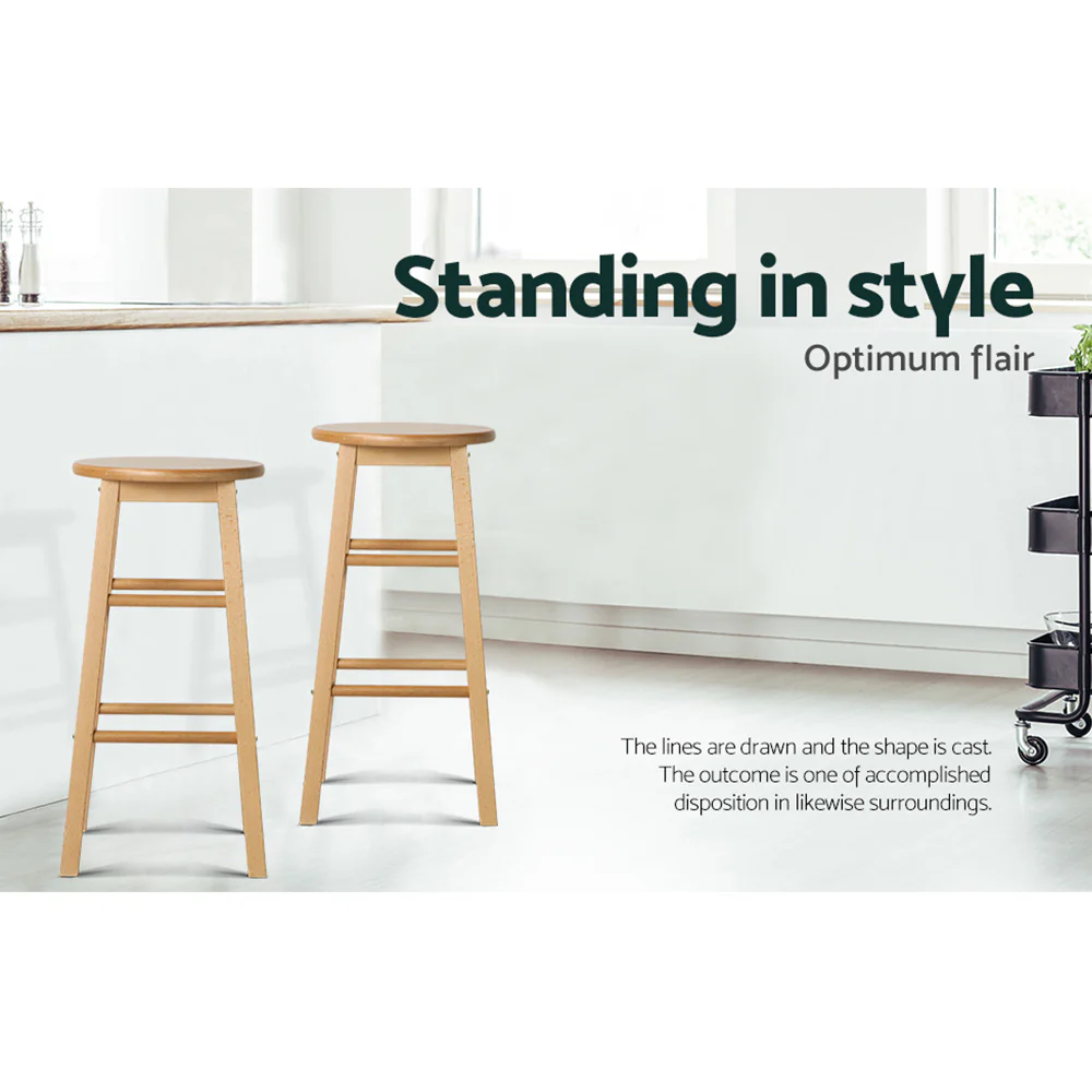 Set of 2 Callan Solid Wood Bar Stools - Natural - Image 6