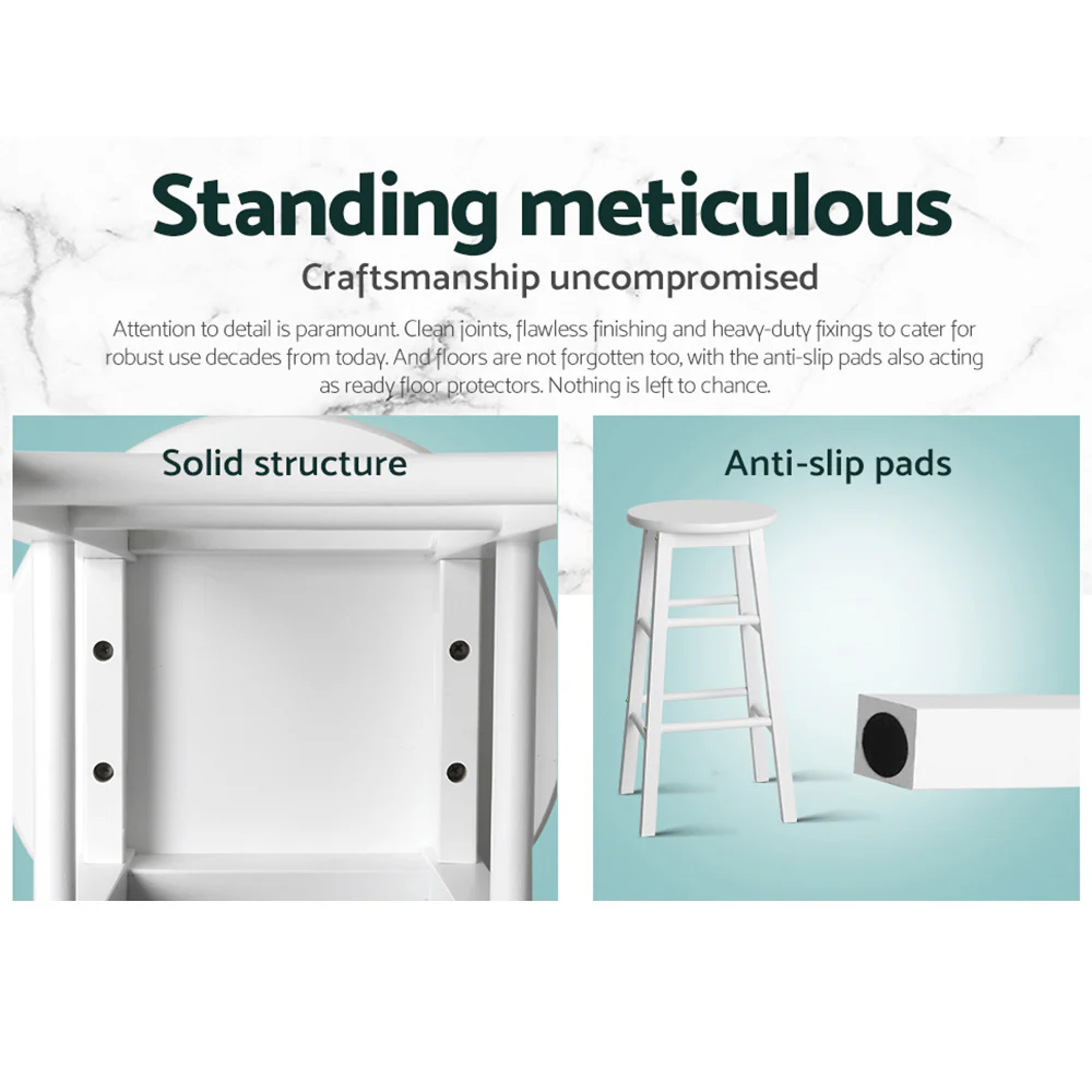Set of 2 Callan Solid Wood Bar Stools - White - Image 7