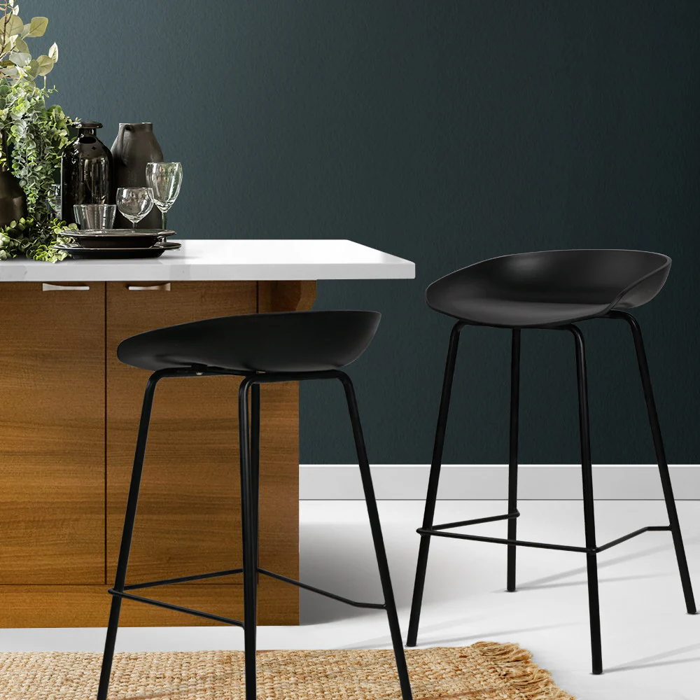Set of 2 Metal Bar Stools - Black - Image 7