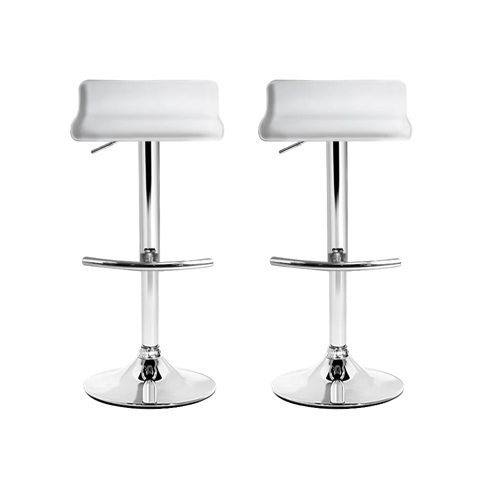 Set of 2 PU Leather Wave Style Bar Stools - White - Image 3
