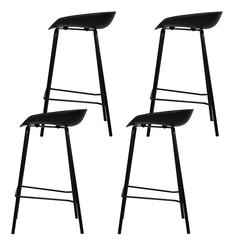 Set of 4 Metal Bar Stools - Black - Image 3