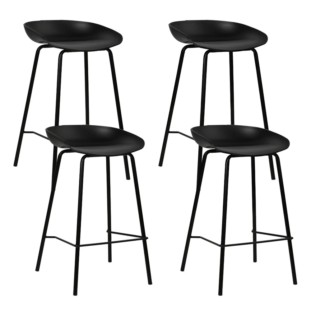 Set of 4 Metal Bar Stools - Black - Image 7