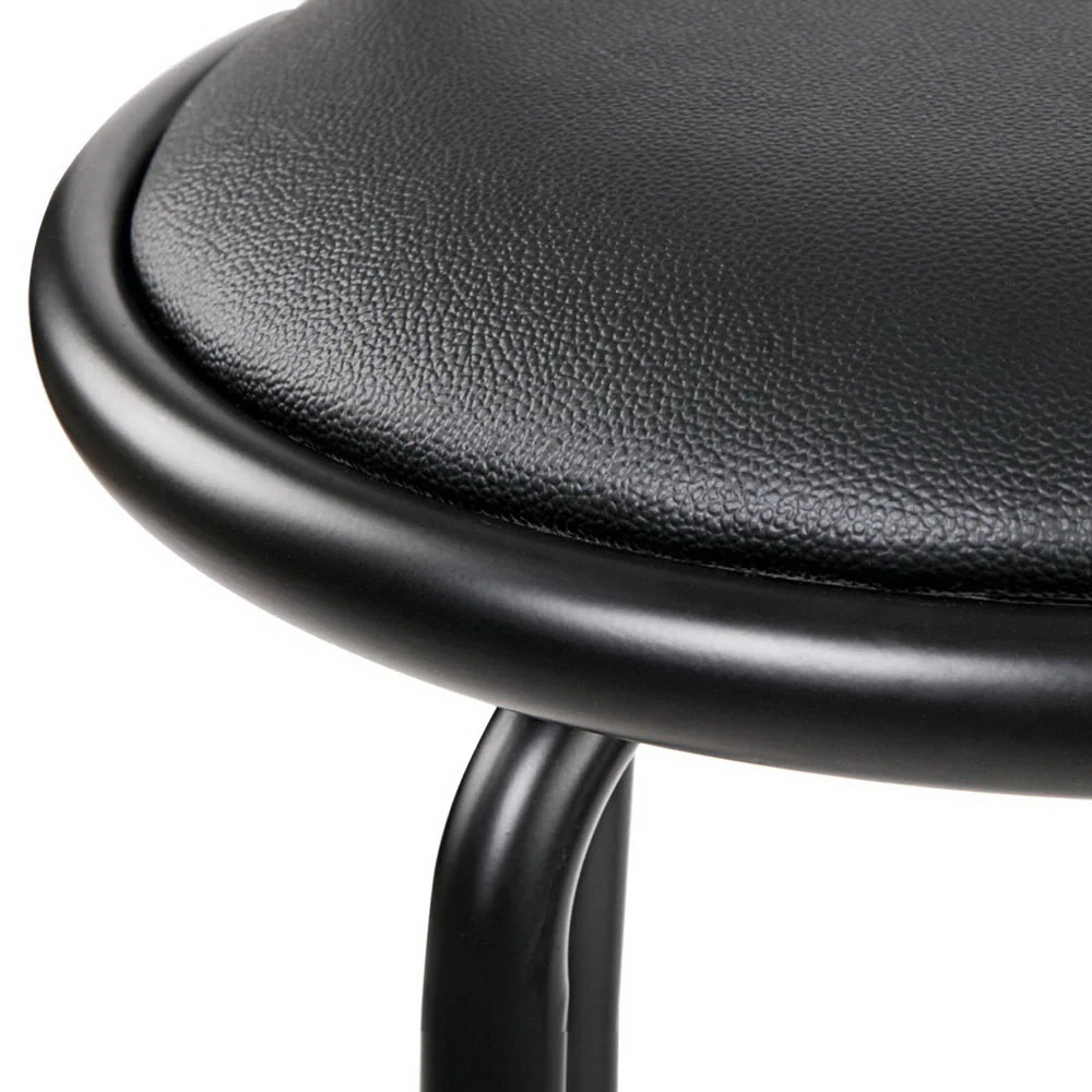 Set of 4 PU Leather Bar Stools - Black and Steel - Image 6