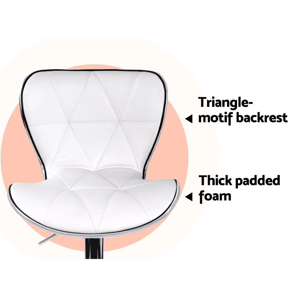 Set of 4 PU Leather Patterned Bar Stools - White and Chrome - Image 6