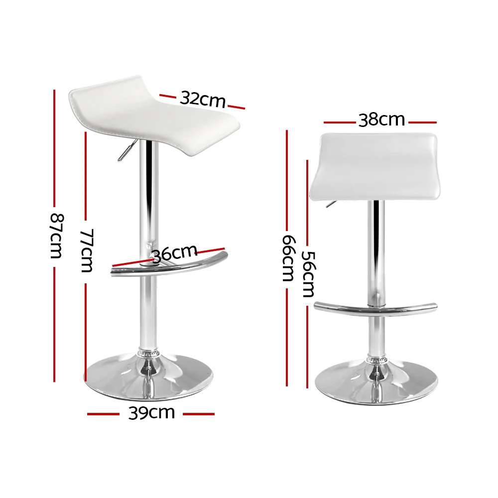 Set of 4 PU Leather Wave Style Bar Stools - White - Image 2