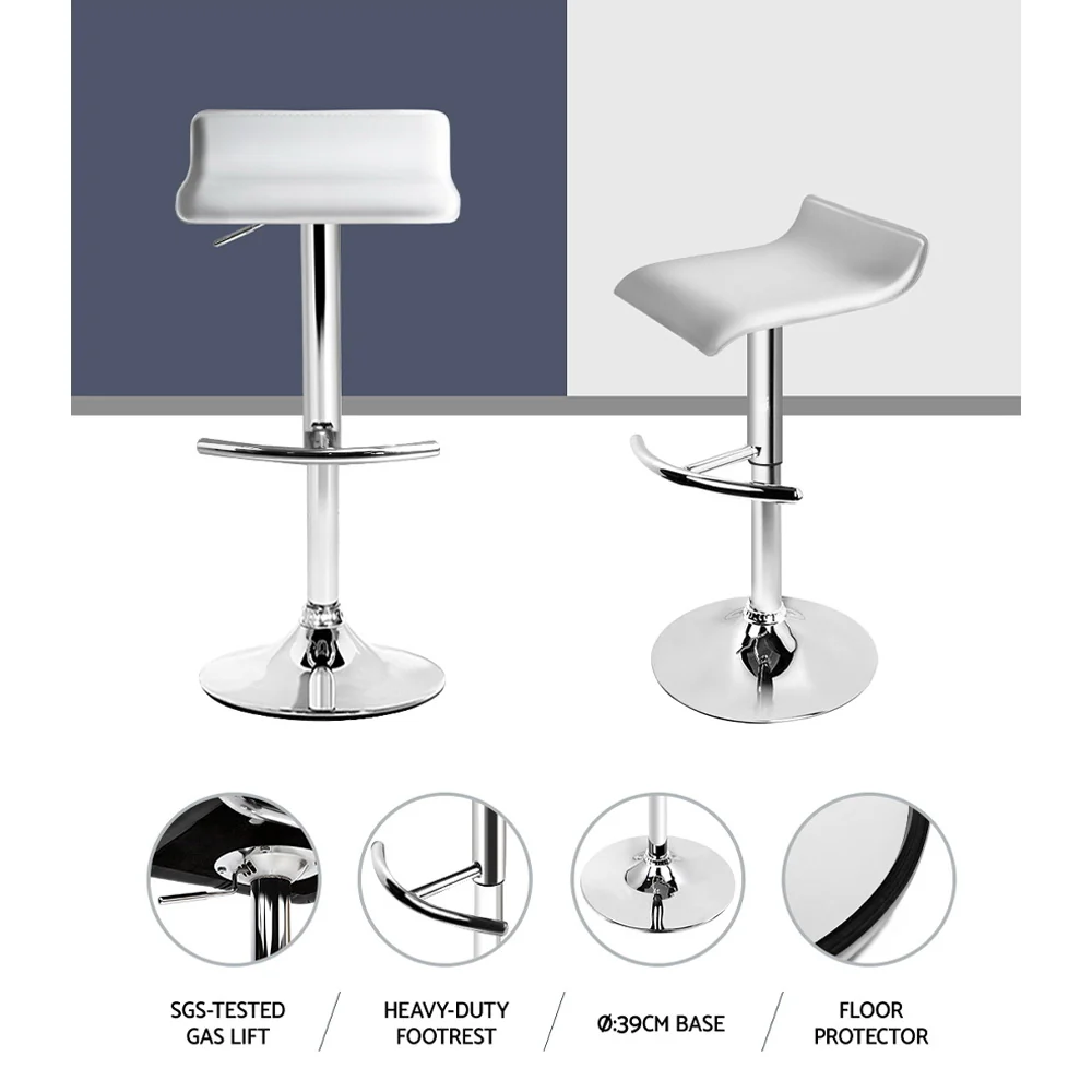 Set of 4 PU Leather Wave Style Bar Stools - White - Image 5