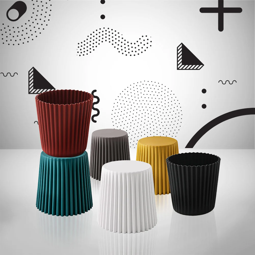 Set of 2 Cupcake Stool Plastic Stacking Bar Stools Dining Chairs Kitchen Black - Image 6