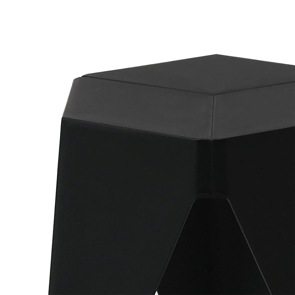 Set of 2 Puzzle Stool Plastic Stacking Bar Stools Dining Chairs Kitchen Black - Image 4