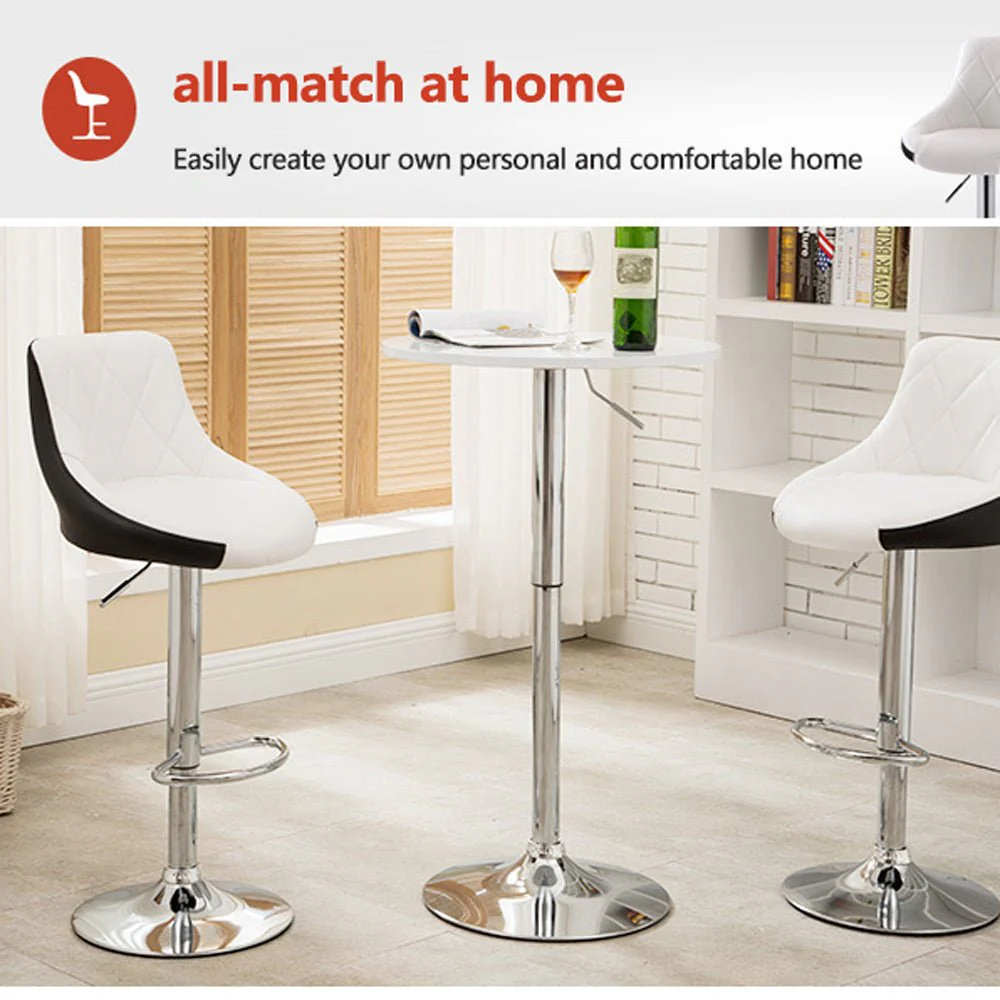 Bar Stools Kitchen Bar Stool Leather Barstools Swivel Gas Lift Counter Chairs x2 BS8403 Black - Image 8