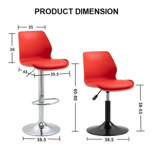 Bar Stools Kitchen Bar Stool Leather Barstools Swivel Gas Lift Counter Chairs x2 BS8404 Black - Image 3