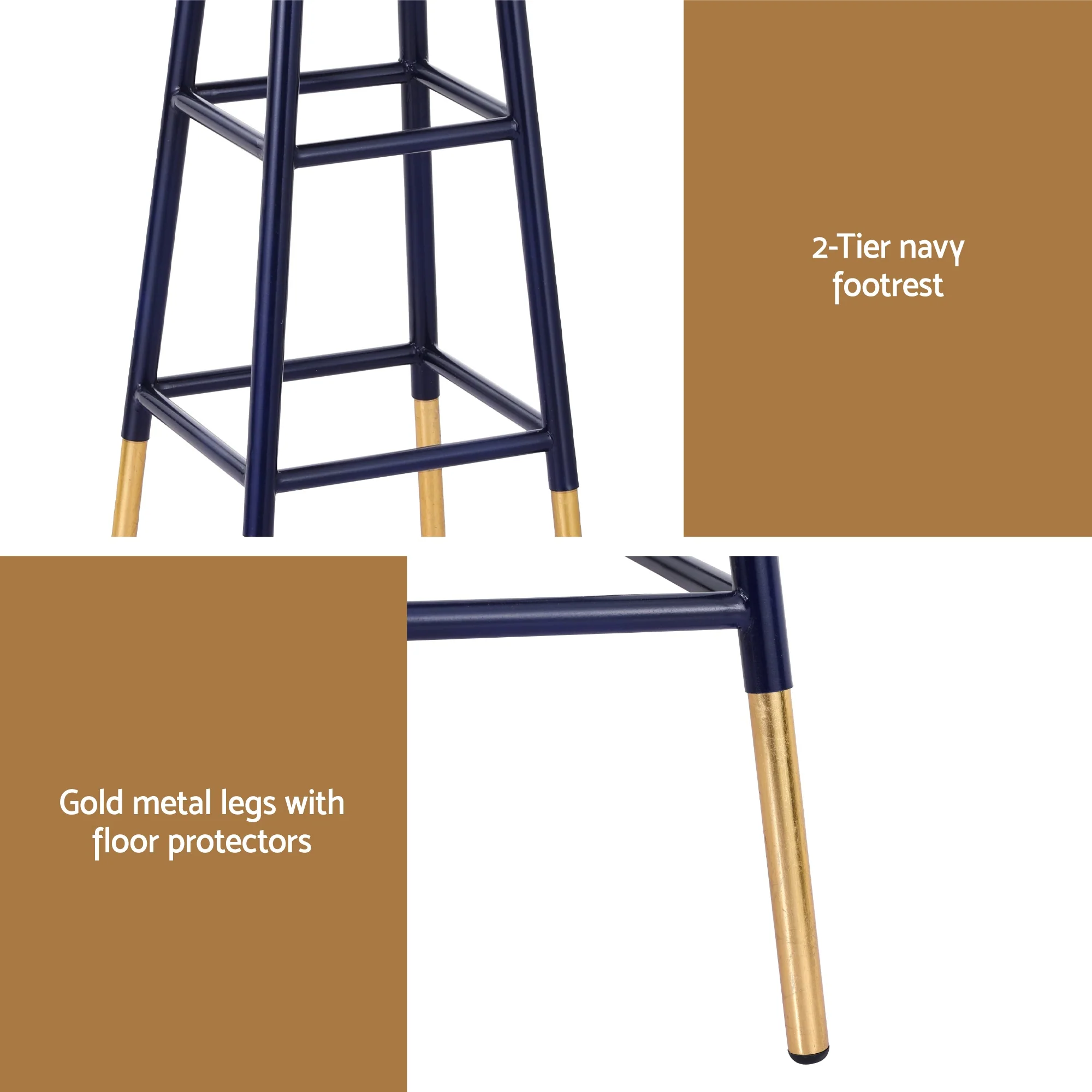 Bar Stools Metal Gold Navy - Image 6