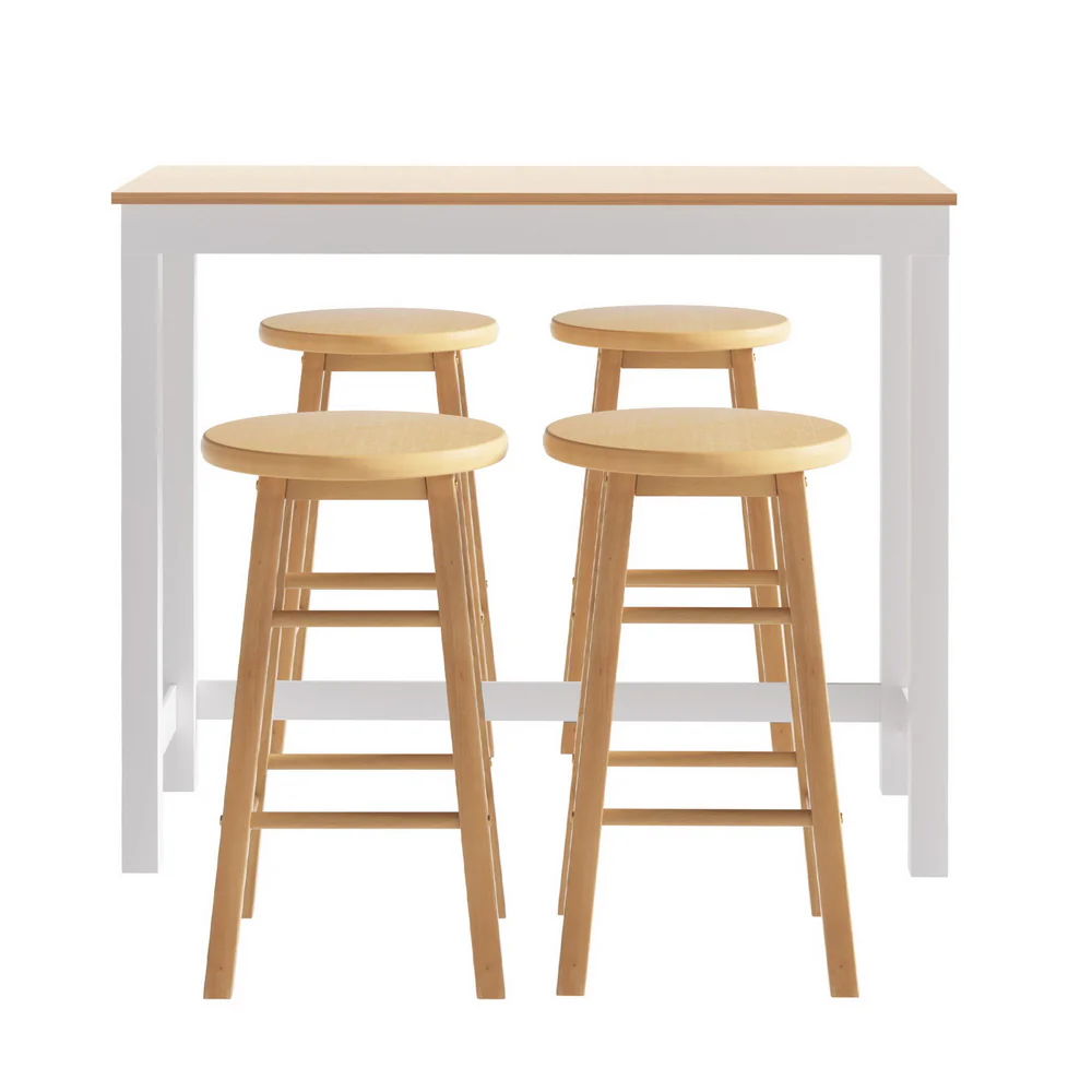 Bar Table and Stools Set Dining Desk Kitchen Chairs Cafe Pub - Image 3