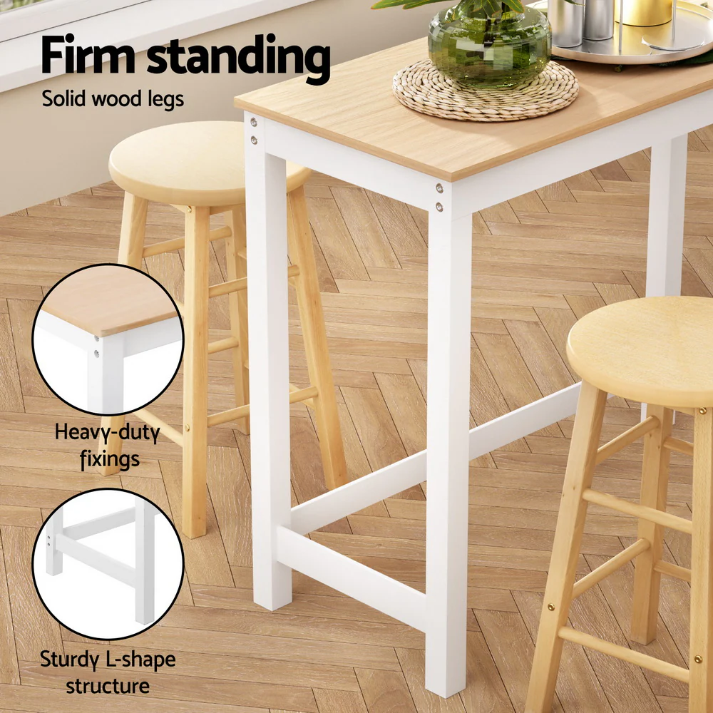 Bar Table and Stools Set Dining Desk Kitchen Chairs Cafe Pub - Image 5