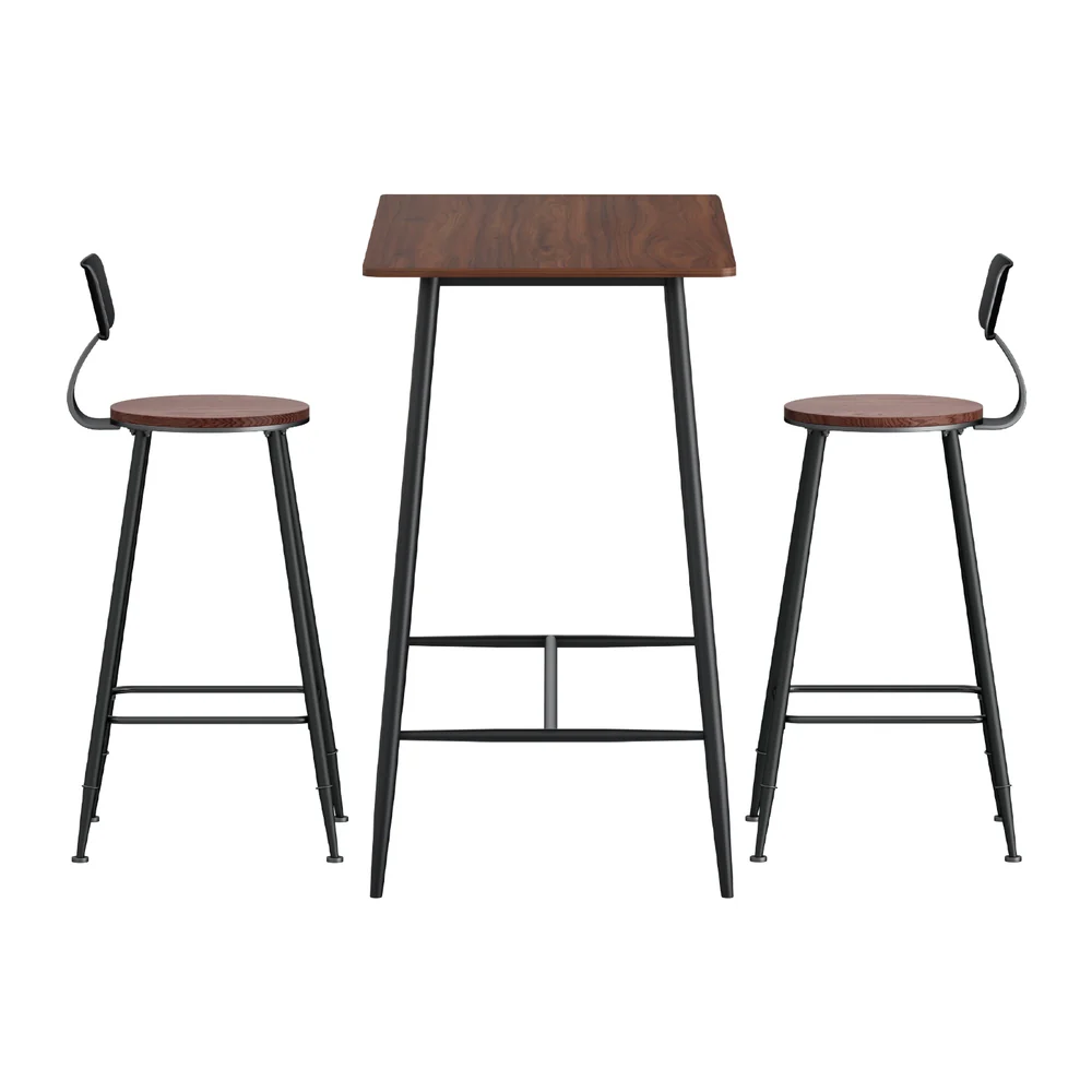 Bar Table and Stools Set Dining Desk Kitchen Chairs Cafe Pub - Image 3