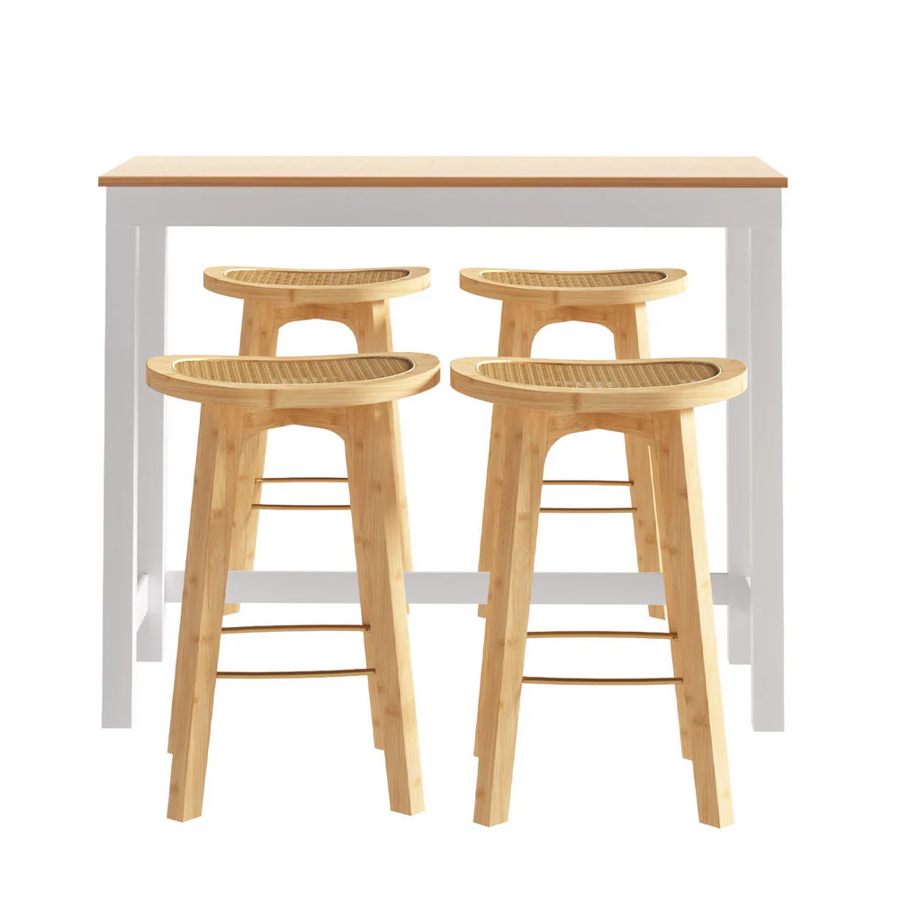 Bar Table and Stools Set Dining Desk Kitchen Chairs Cafe Pub - Image 3