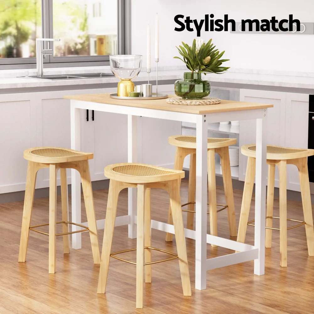 Bar Table and Stools Set Dining Desk Kitchen Chairs Cafe Pub - Image 4