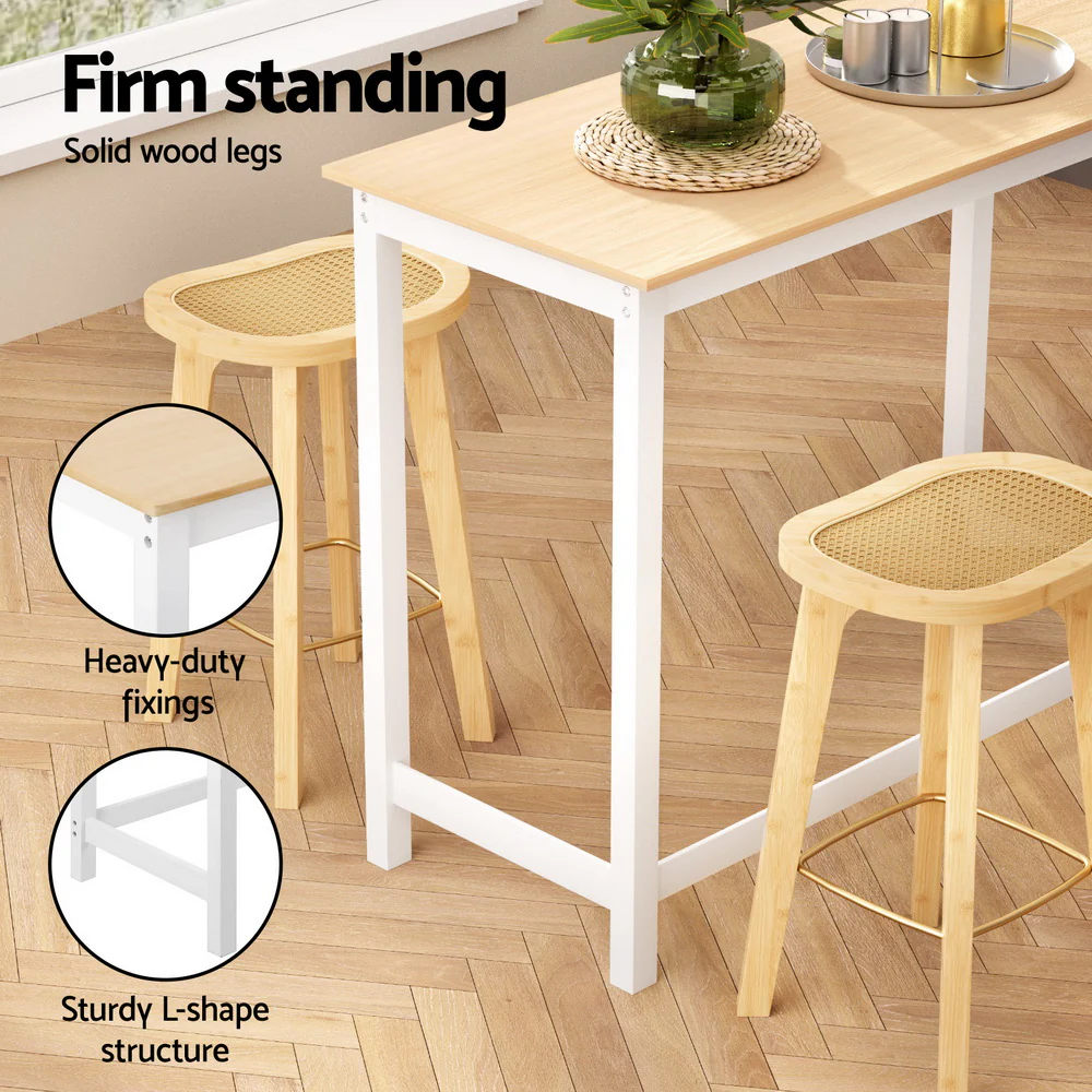 Bar Table and Stools Set Dining Desk Kitchen Chairs Cafe Pub - Image 5