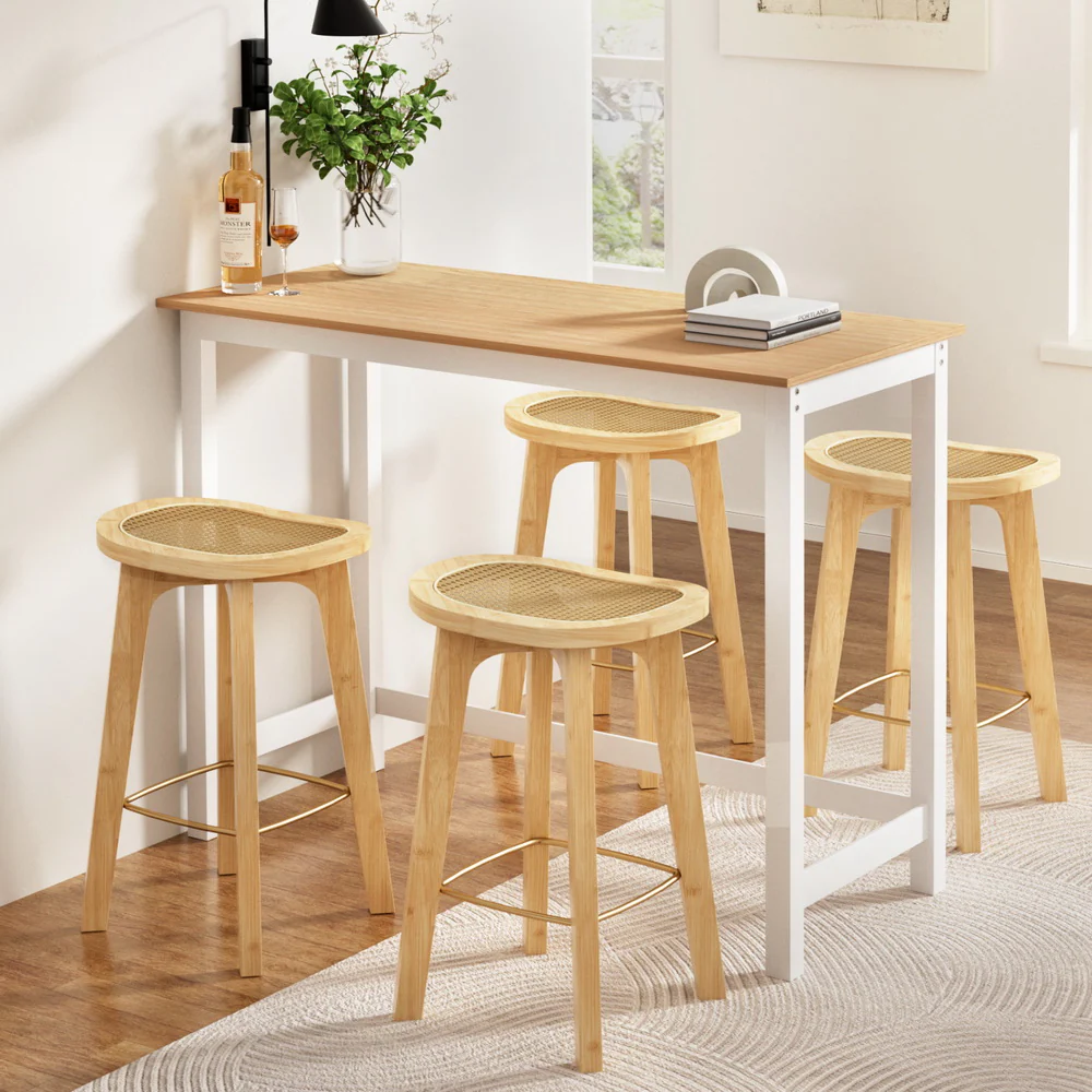 Bar Table and Stools Set Dining Desk Kitchen Chairs Cafe Pub - Image 8