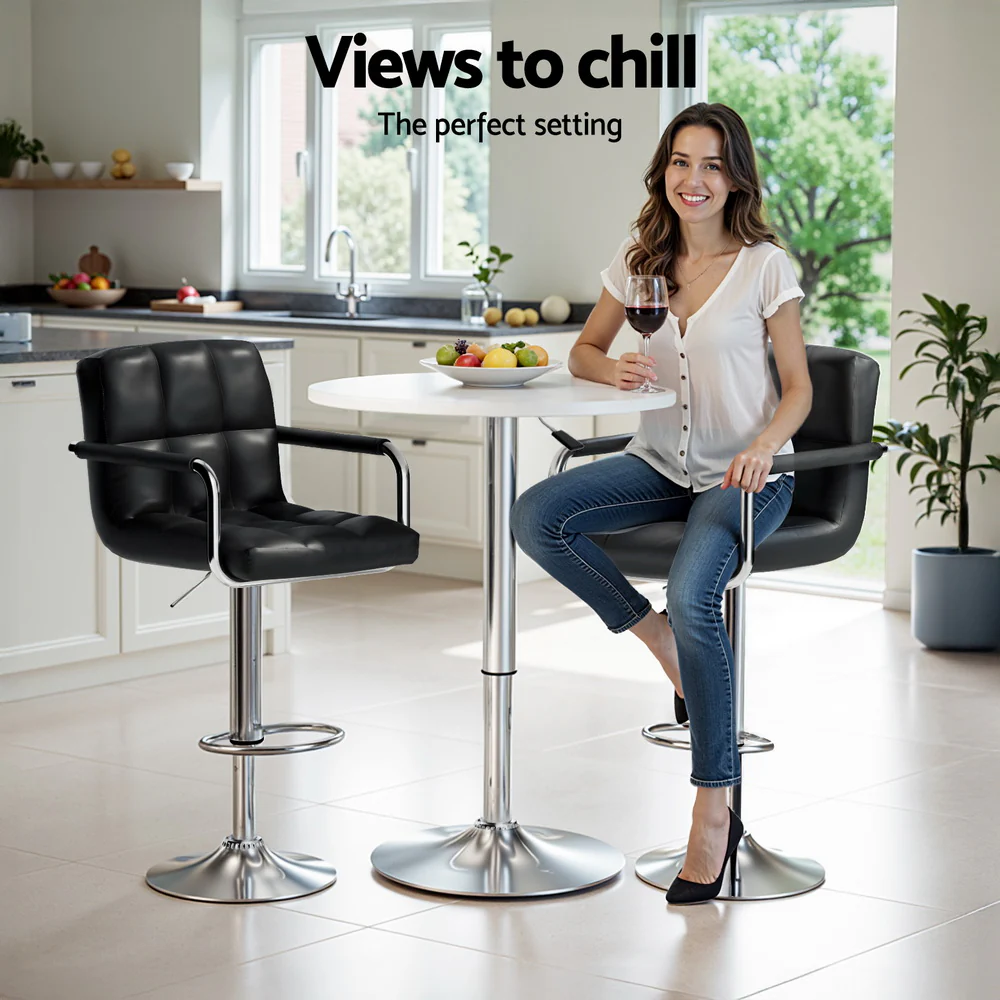 Bar Table and Stools Set Dining Desk Kitchen Chairs Cafe Pub - Image 4