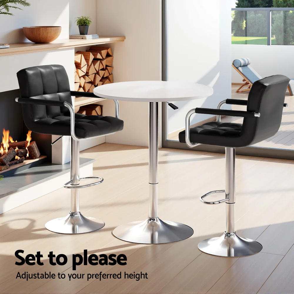 Bar Table and Stools Set Dining Desk Kitchen Chairs Cafe Pub - Image 5