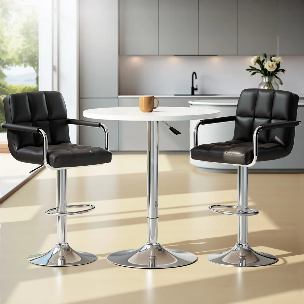 Bar Table and Stools Set Dining Desk Kitchen Chairs Cafe Pub - Image 7