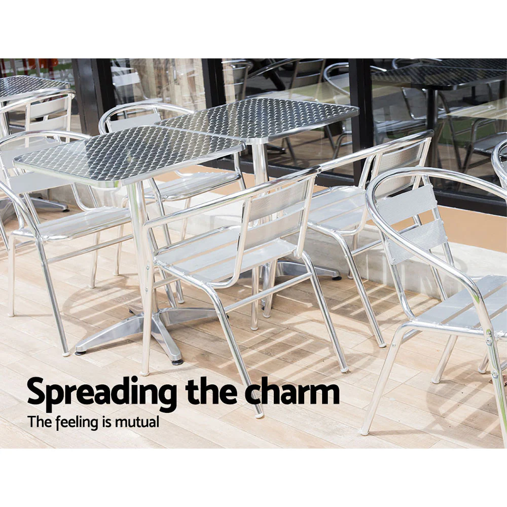 Bar Table Outdoor Furniture Adjustable Aluminium Pub Cafe Indoor Square - Image 3