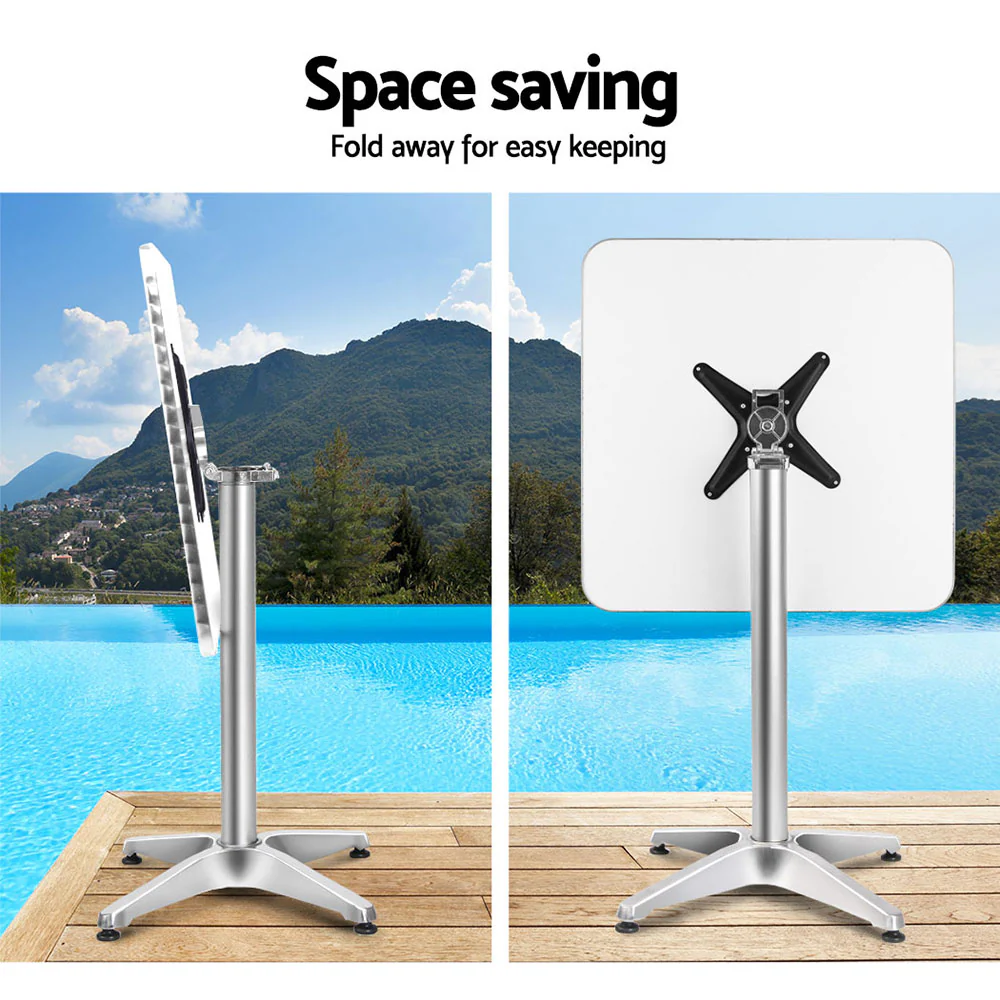 Bar Table Outdoor Furniture Adjustable Aluminium Pub Cafe Indoor Square - Image 4