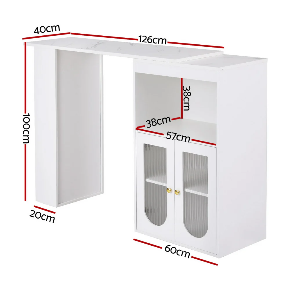 Bar Table Storage Cabinet Dining Wine Rack Home Office Desk Extendable - Image 3