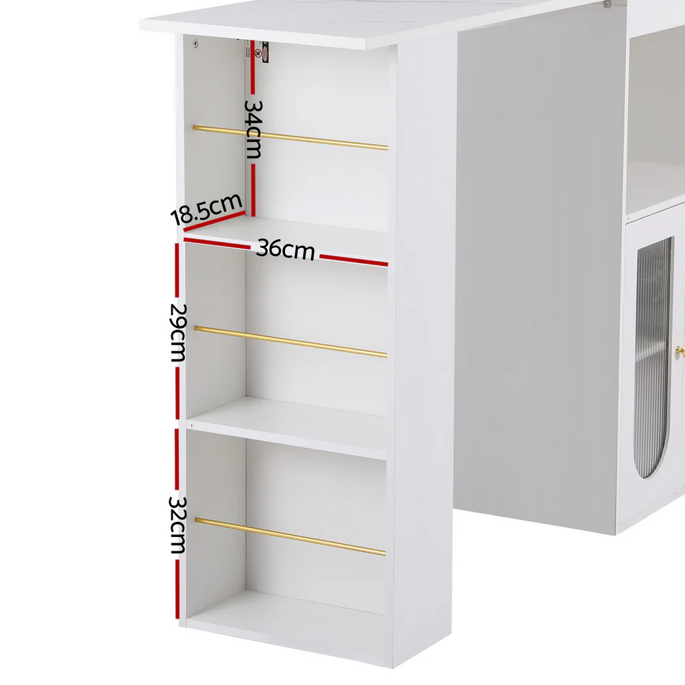 Bar Table Storage Cabinet Dining Wine Rack Home Office Desk Extendable - Image 4