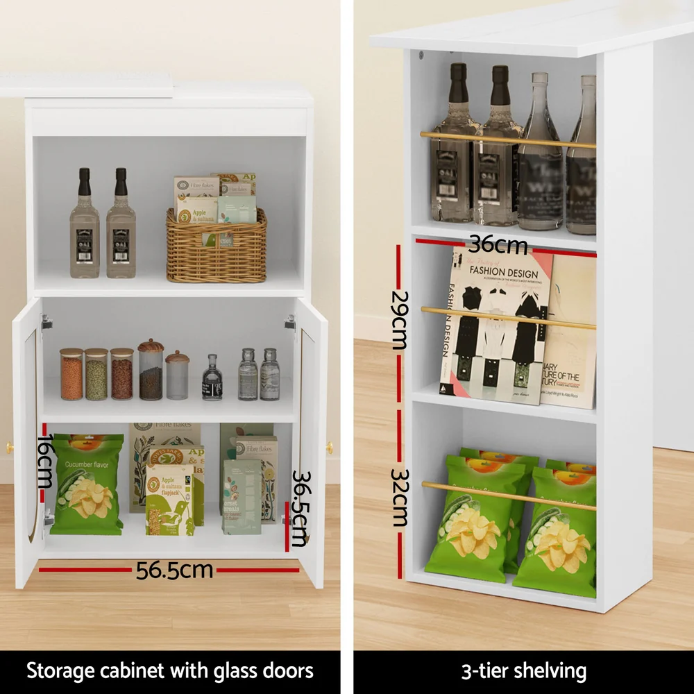 Bar Table Storage Cabinet Dining Wine Rack Home Office Desk Extendable - Image 6
