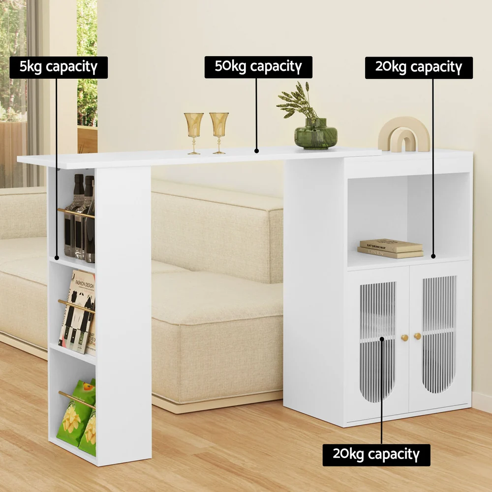 Bar Table Storage Cabinet Dining Wine Rack Home Office Desk Extendable - Image 7