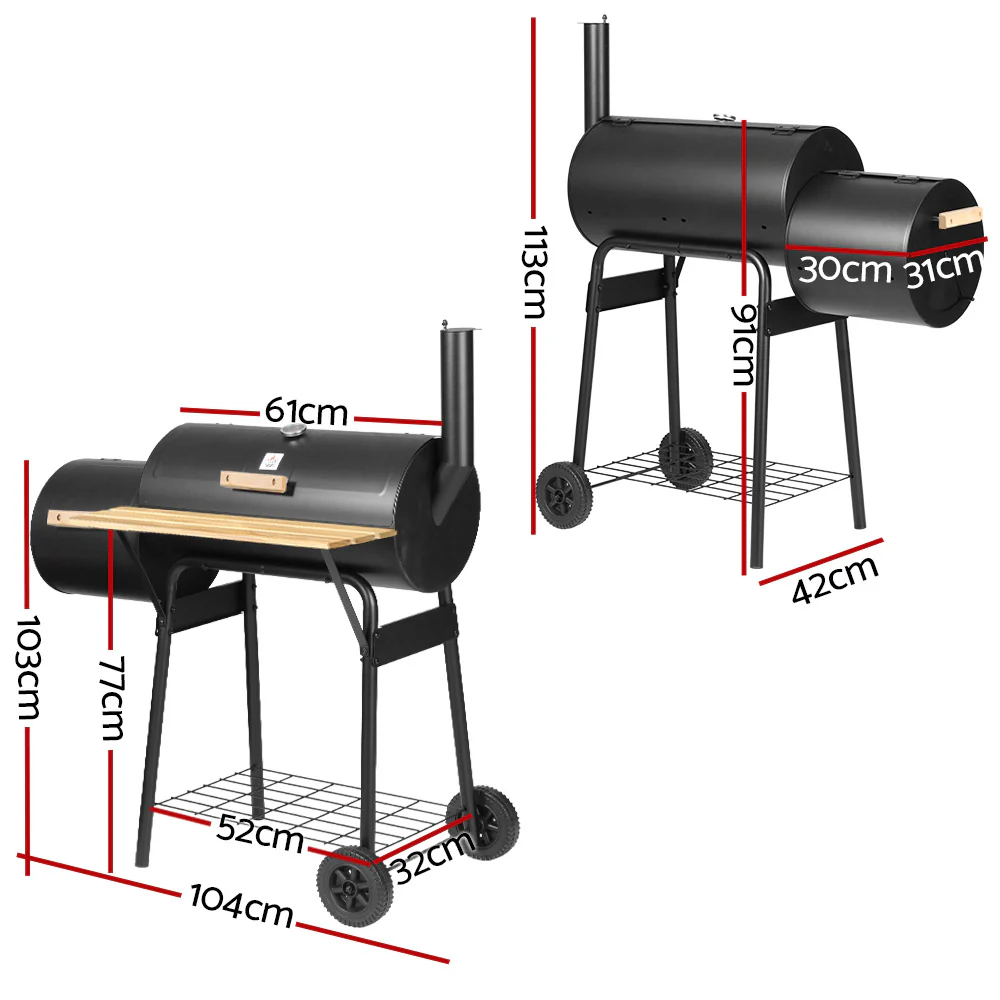 BBQ Grill 2-In-1 Offset Charcoal Smoker - Image 2
