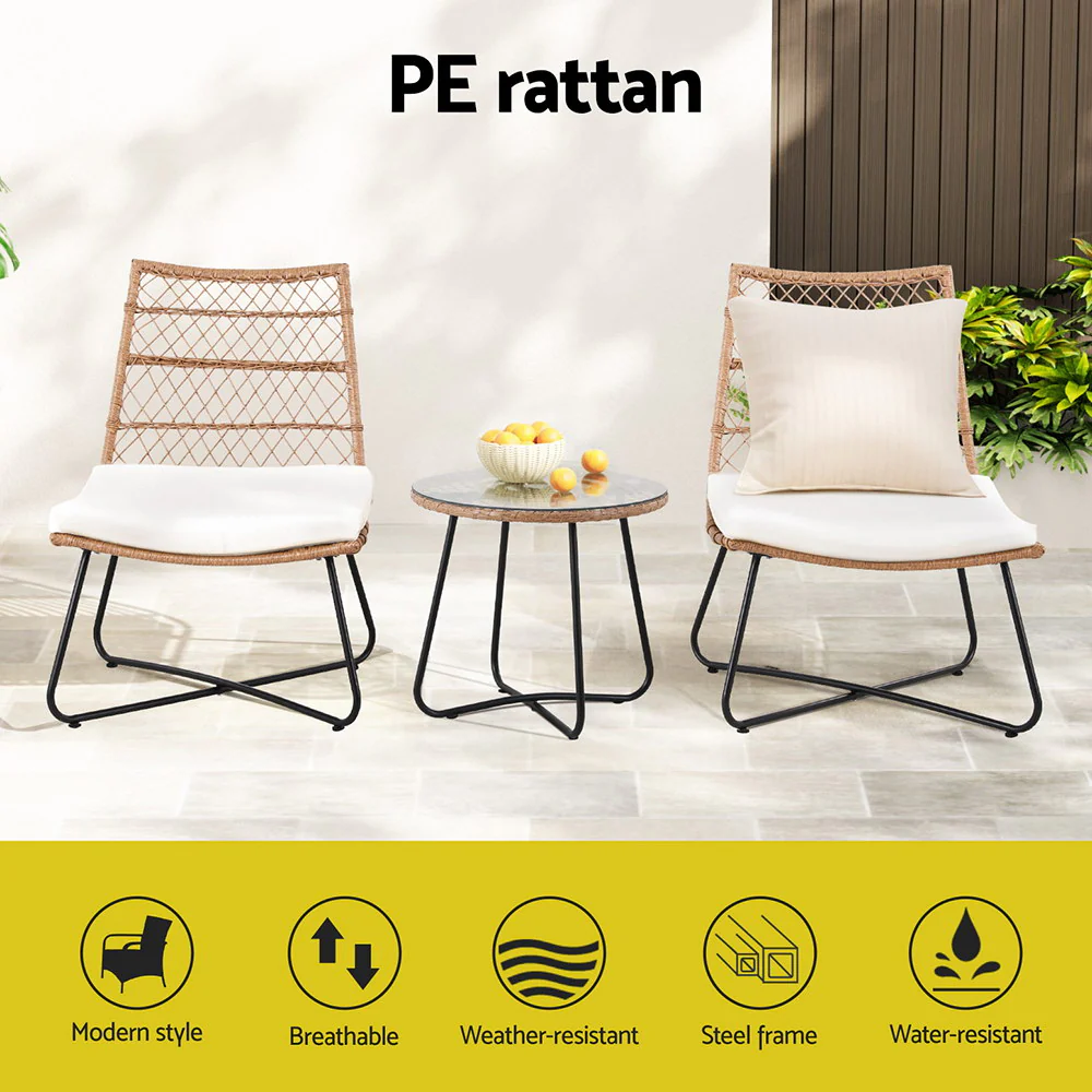 Belmont 3 Piece Outdoor Bistro Set - Brown - Image 4