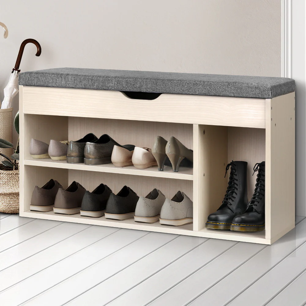 Bench Shoe Rack with Storage – Natural - Image 8