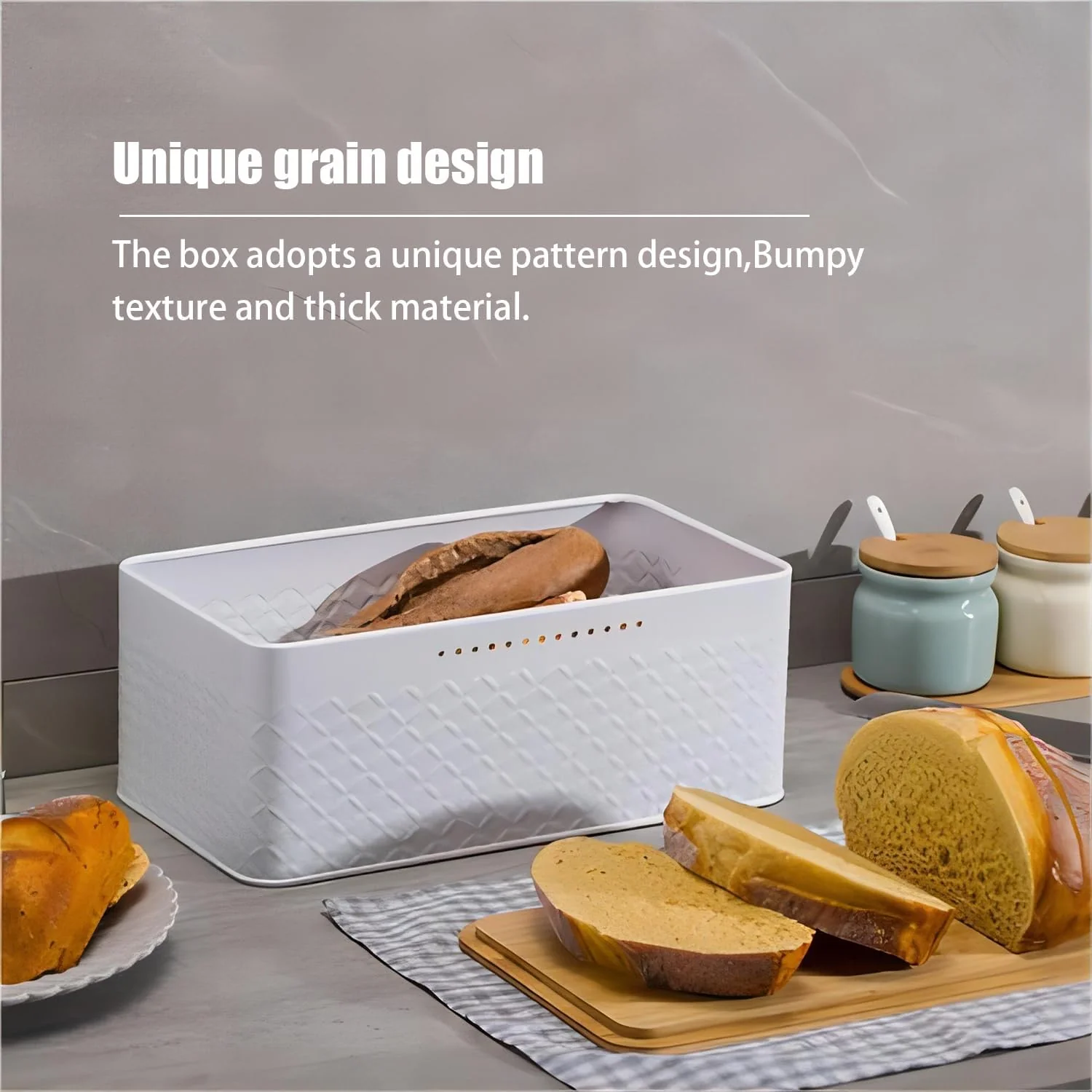 Bread Bin with Bamboo Lid used as Chopping Board for Kitchen Countertop - Image 3