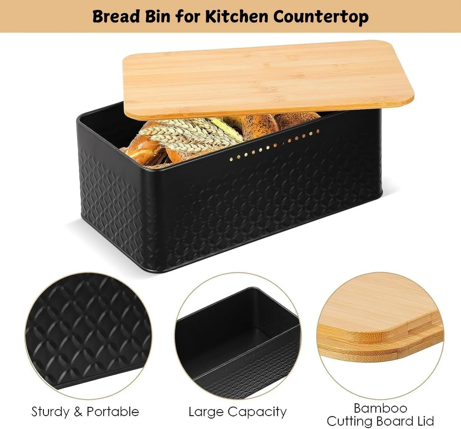 Bread Bin with Bamboo Lid used as Chopping Board for Kitchen Countertop - Image 2