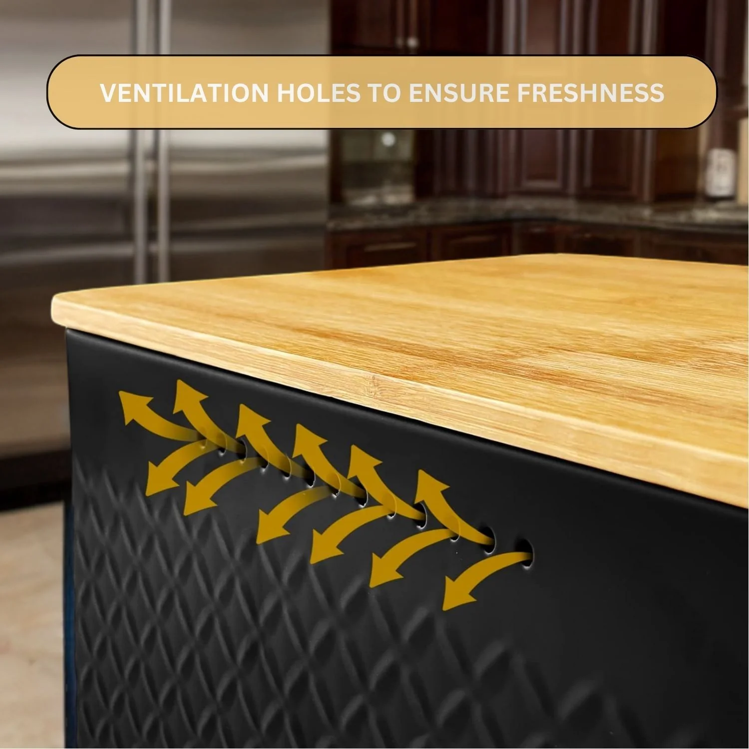 Bread Bin with Bamboo Lid used as Chopping Board for Kitchen Countertop - Image 4