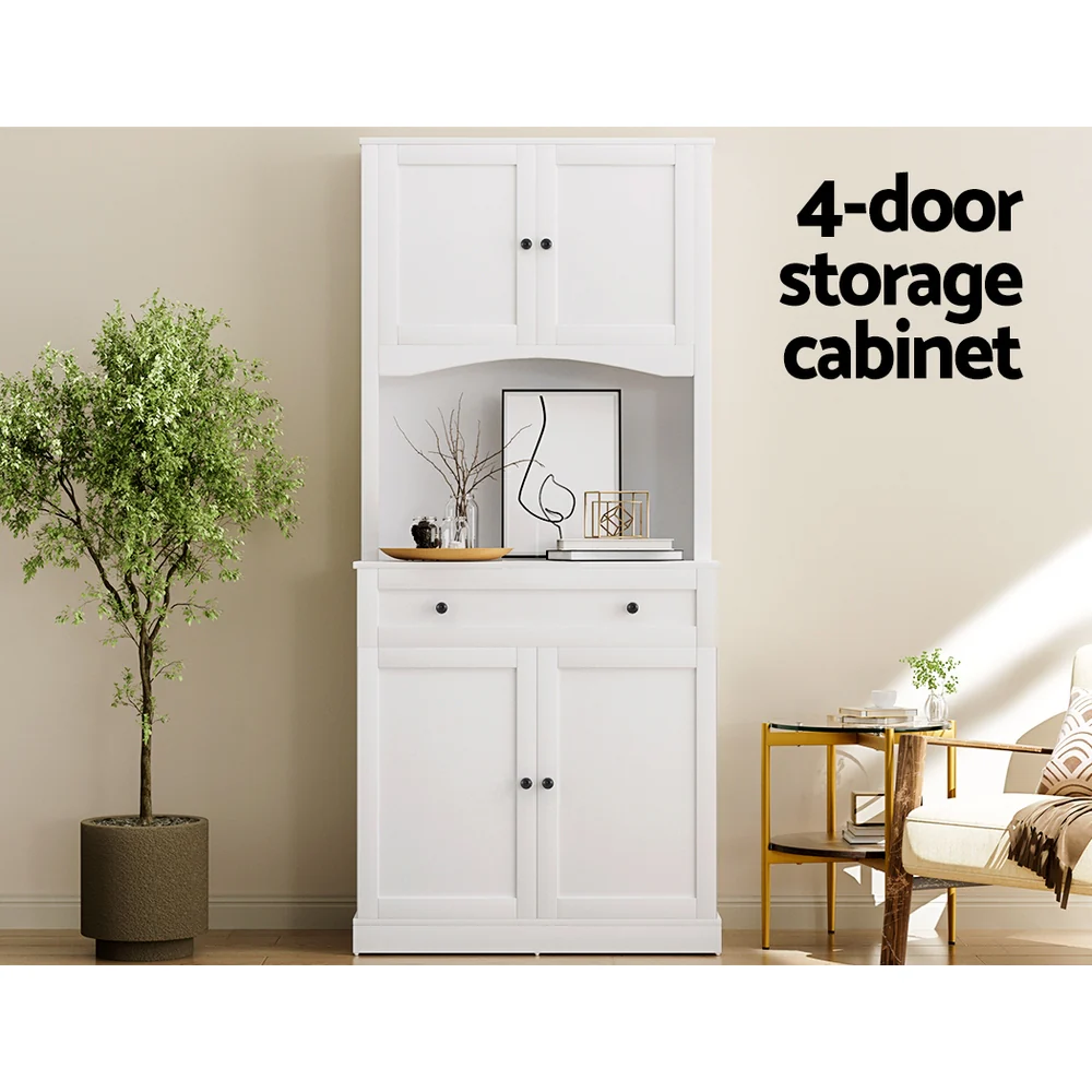 Buffet Sideboard Cabinet Cupboard Pantry Storage Shelves Hutch White - Image 6