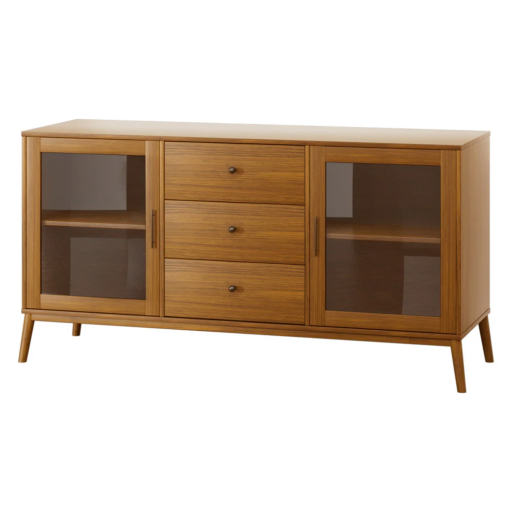 Buffet Sideboard Glass Doors - Oak - Image 2