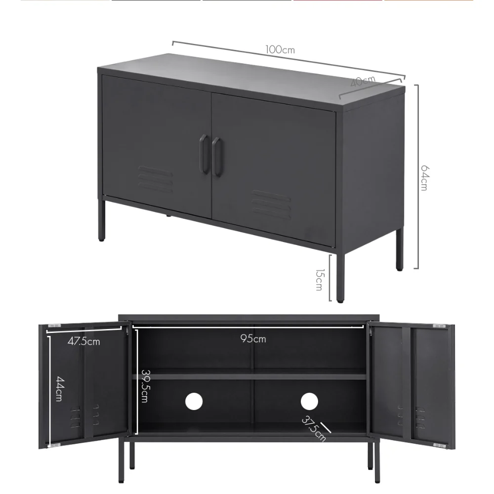 Buffet Sideboard Metal Cabinet - BASE Charcoal - Image 4