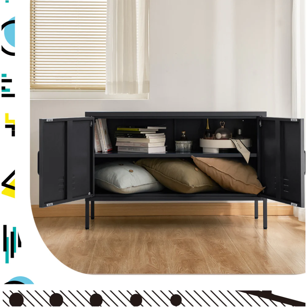 Buffet Sideboard Metal Cabinet - BASE Charcoal - Image 8