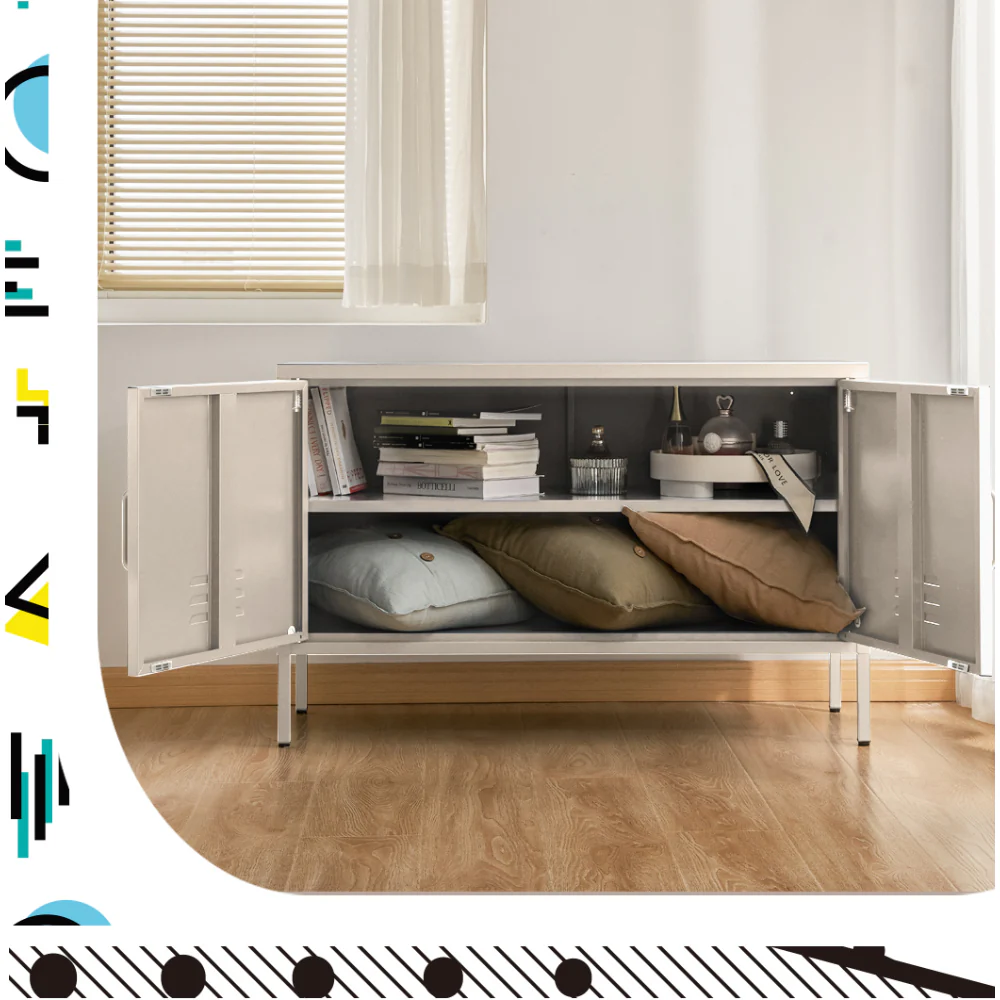 Buffet Sideboard Metal Cabinet - BASE White - Image 8