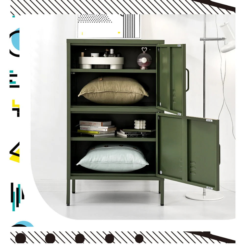Buffet Sideboard Metal Cabinet - DOUBLE Green - Image 8