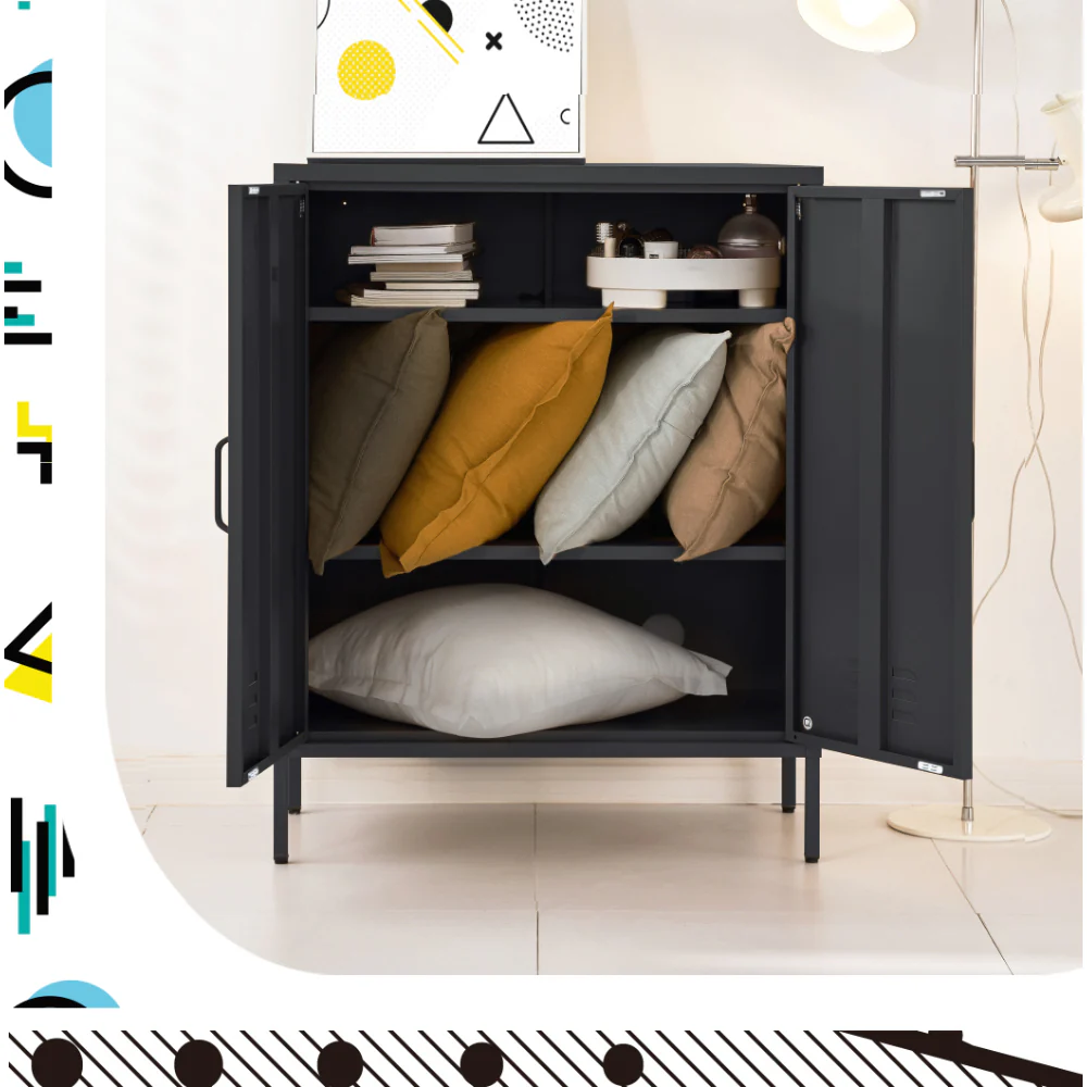 Buffet Sideboard Metal Cabinet - SWEETHEART Charcoal - Image 8