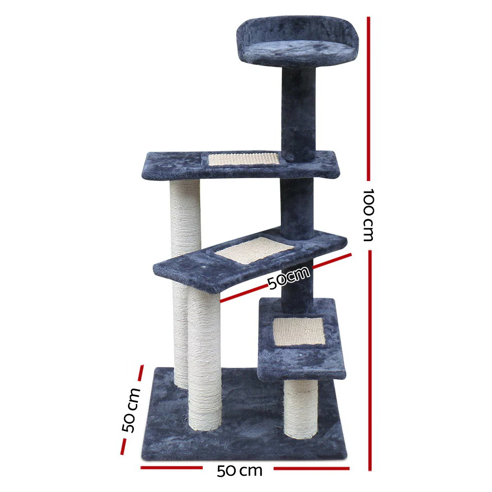 Cat Tree 100cm Scratching Post Scratcher Tower Wood Condo House Trees Bed - Image 2