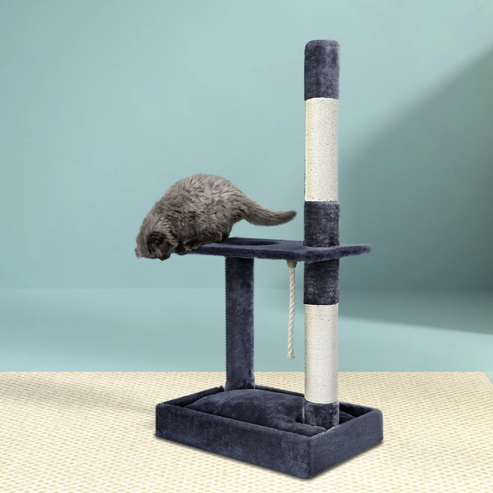 Cat Tree 102cm Scratching Post Tower Scratcher Condo House Board Grey - Image 7
