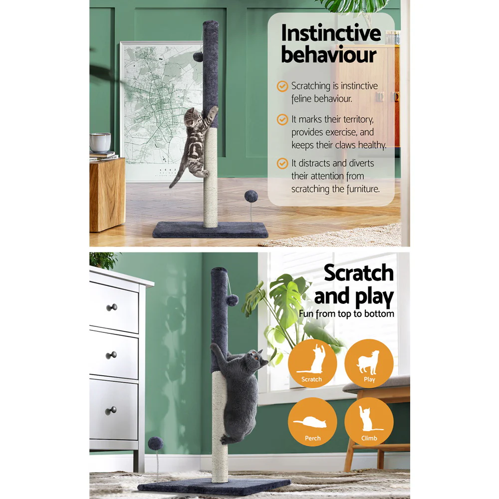 Cat Tree 105cm Scratching Post Scratcher Tower Condo House Hanging toys Grey - Image 4