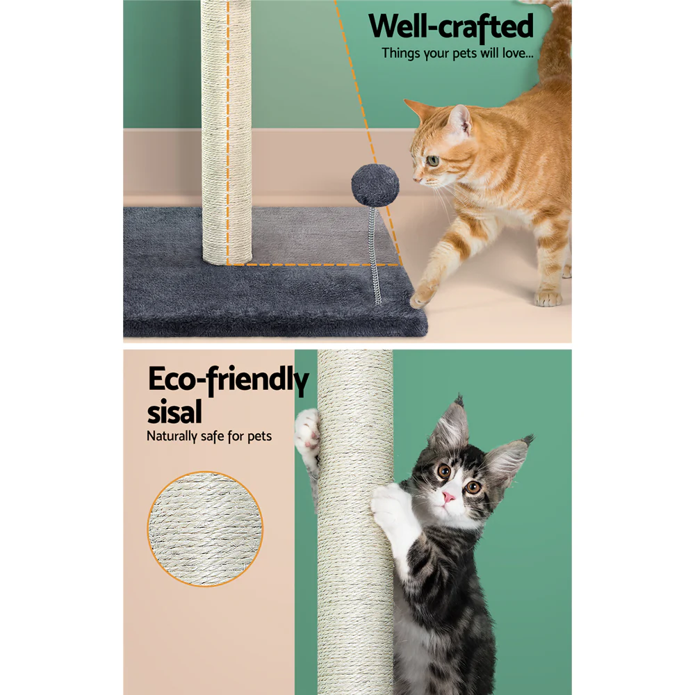 Cat Tree 105cm Scratching Post Scratcher Tower Condo House Hanging toys Grey - Image 5