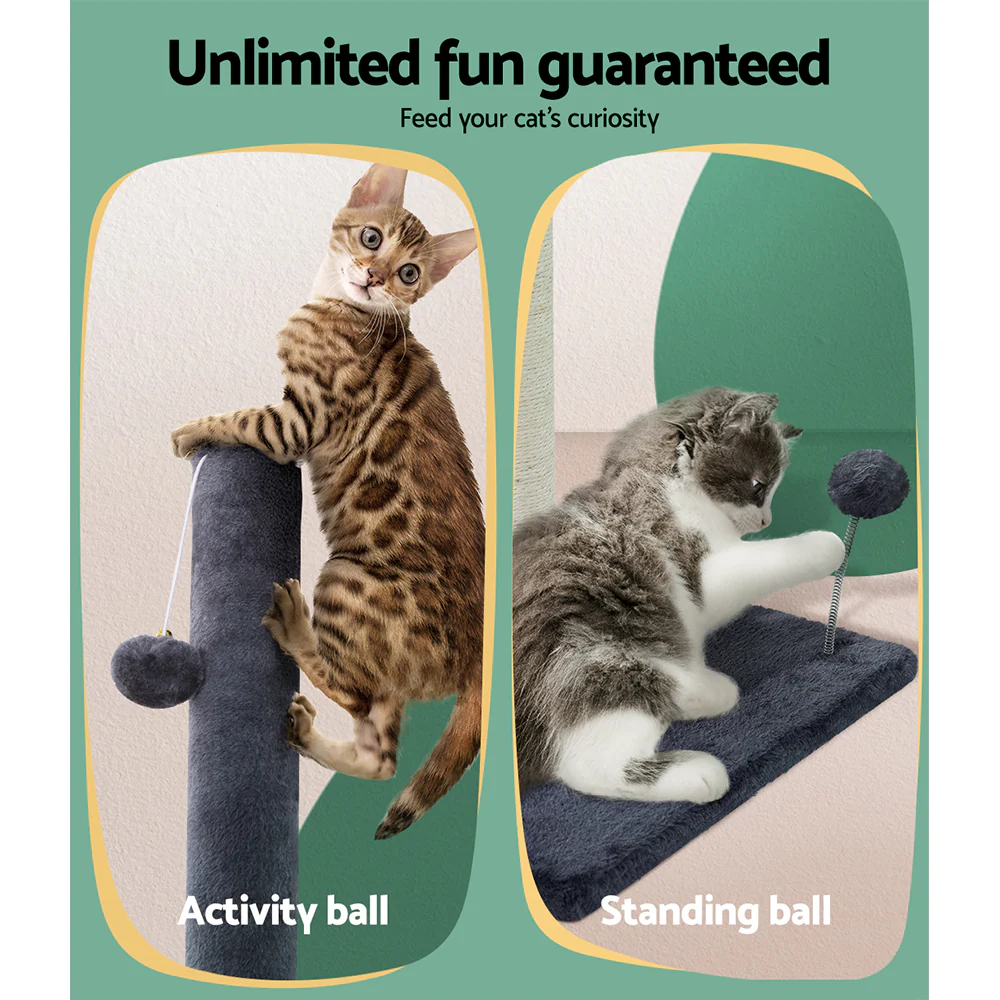 Cat Tree 105cm Scratching Post Scratcher Tower Condo House Hanging toys Grey - Image 6